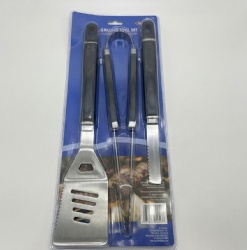 3-Piece BBQ Tool Set with PP Handles - Stainless Steel Grilling Utensils
