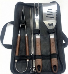 7-Piece BBQ Tool Set with Tong, Spatula, Fork & Skewers
