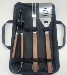 3-Piece Stainless Steel BBQ Tool Set with Bag