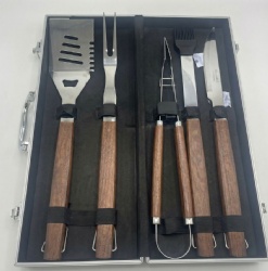 5-Piece BBQ Tool Set Aluminum Case - Stainless Steel Grill Utensils