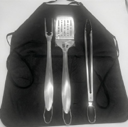 3-Piece BBQ Tool Set with Oxford Cloth Apron