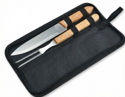 2 Piece BBQ Tool Set with Wooden Handles