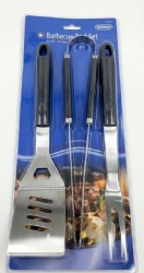 3-Piece BBQ Tool Set - Stainless Steel Grilling Utensils