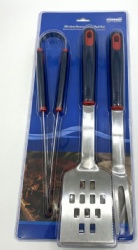 3-Piece BBQ Tool Set - Stainless Steel Grilling Utensils with Tongs, Spatula & Fork