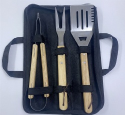 3-piece BBQ Tool Set with Oak Handle