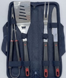 4-Piece BBQ Tool Set - Stainless Steel Grilling Kit with Fork, Spatula, Tongs, and Knife