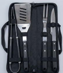 4-Piece BBQ Tool Set - Stainless Steel Grilling Kit with Oxford Cloth Bag