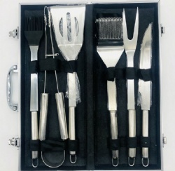 BBQ Grill Utensil Set with Aluminum Case - 6 Piece Stainless Steel Tools