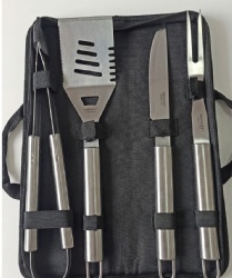 BBQ Tools Set - 4 Piece Stainless Steel Grilling Kit with Carrying Case
